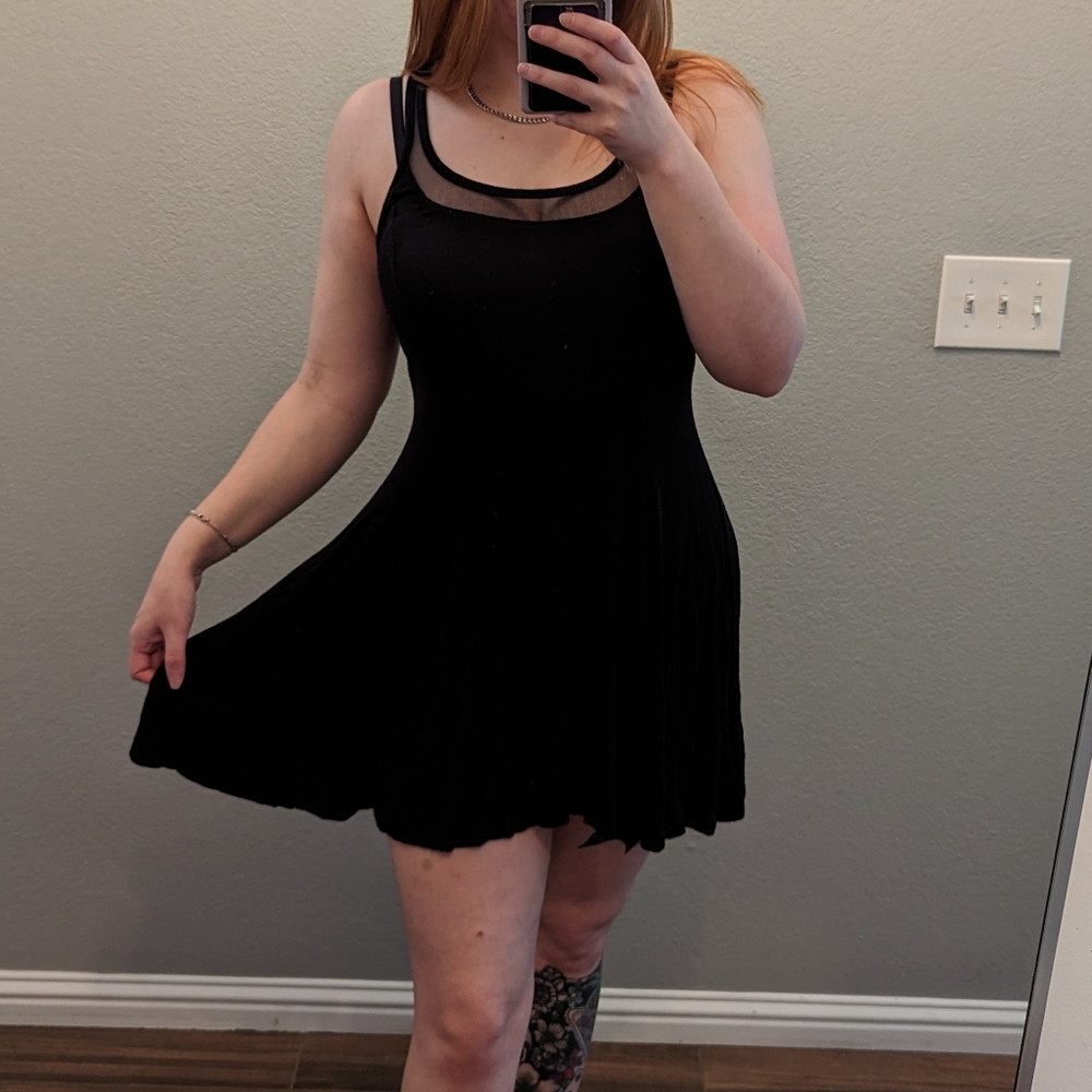 S Black Mesh Skater Dress Urban Outfitters
